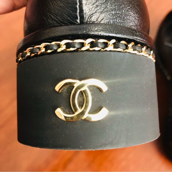 Chanel 20K crumpled Lambskin Cap toe Lace up Chain Around shoes black Eu 39.5 - Picture 10 of 16